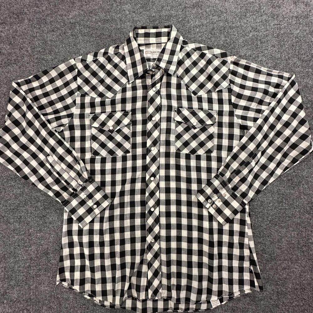 Corral West Ranchwear Black White Checkered Western Size 16 #282